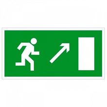 Знак безопасности NPU-2714.E05 Напр. к эвакуационному выходу направо вверх |  код. a10857 |  белый Свет