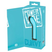  Бирюзовый мини-вибратор с загнутой головкой Power Vibe Curvy - 12 см.