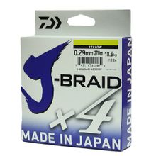 Леска плетеная Daiwa J-Braid X4 270м 0,29мм желтая