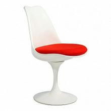 Стул Tulip (Eero Saarinen) А711, белый пластик   красная ткань