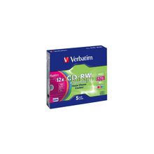 Диск CD-RW Slim case (box) Verbatim 700Mb 8-12X Slim Color (43167)