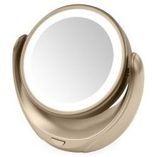 зеркало косметическое Marta MT-2653, золотой жемчуг, диаметр 14 см, подсветка