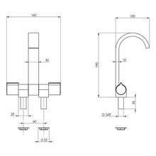 TREM Двухвентильный смеситель складной Trem Miscelatore N0119160 190 x 160 мм