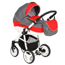 Коляска Adamex NEONEX ALFA серый+красная кожа X18