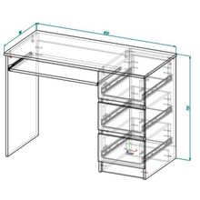Стол письменный с ящиками Мадера, 1050х500х750, Белый