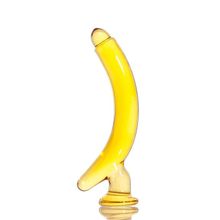 Фаллоимитатор стеклянный желтый банан 16,5
