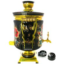 Электрический самовар 45 л "Буфетный" с художественной росписью "Праздничный букет" арт. 124507