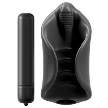 Pipedream Чёрный мастурбатор Vibrating Silicone Stimulator с вибрацией