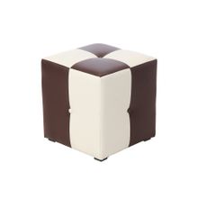 Пуф Рубио-1 в кожзаме коричнево-белый