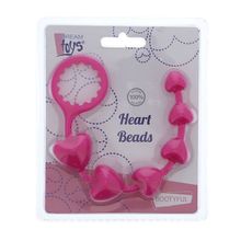 Dream Toys Розовая анальная цепочка с шариками-сердечками HEART BEADS - 23 см. (розовый)