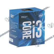 Процессор Intel "Core i3-7100" (3.90ГГц, 2x256КБ+3МБ, EM64T, GPU) Socket1151 (Box) (ret) [138562]