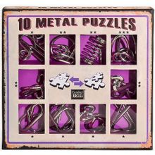 Набор из 10 металлических головоломок (фиолетовый)   10 Metal Puzzles purple set