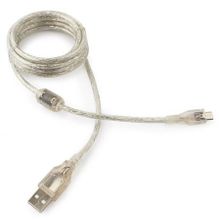 Кабель USB 2.0 Am=>micro B - 1.8 м, прозр, фильтр, Cablexpert (CCP-mUSB2-AMBM-6-TR)