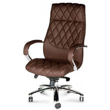 Кресло для руководителя Бонд (brown) сталь + хром темно-коричневая экокожа