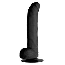 Dream Toys Чёрный вибратор-реалистик с присоской PURRFECT SILICONE DELUXE ONE TOUCH 8INCH - 20 см. (черный)