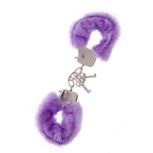 Фиолетовые меховые наручники METAL HANDCUFF WITH PLUSH LAVENDER