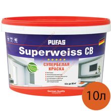 ПУФАС Супервайс краска в д cупербелая (10л)   PUFAS Superweiss краска водоэмульсионная для стен и потолков в сухих и влажных помещениях (10л)