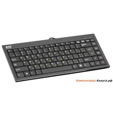 Клавиатура BTC 6411-BL USB, черная, мини, ультратонкая, с ножничным механизмом клавиш