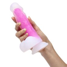 Ярко-розовый фаллоимитатор-реалистик So Divine Glorious Real skin feel pink dildo - 19 см. (ярко-розовый)