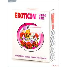 Eroticon Эрекционное кольцо «Киска» с мини-вибратором (розовый)