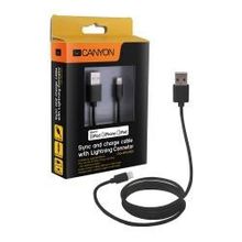 Кабель Canyon CNS-MFICAB01B, 8 pin Lightning, MFI, 1 м, черный