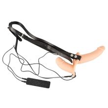 Orion Вибрострапон с вагинальной пробкой You2Toys Vibration Strap-On Duo - 14,5 см. (телесный с черным)