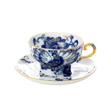 Чашка с блюдцем чайная форма "Шатровая", рисунок "Поющий сад", Императорский фарфоровый завод