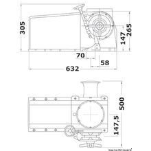 Osculati Italwinch Raja winch 2700 W 24 V - 12 mm ISO 2 gypsy, 1 drum, 02.410.03