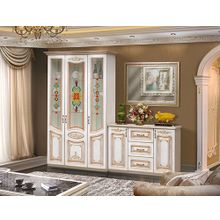 Стенка "Вивальди-1" компл.2 белое дерево, патина золото