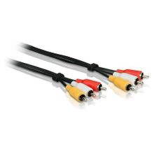 Кабель аудио видео 3 RCA plug - 3 RCA plug, 3 м, черный, Philips (SWV2966W 10)