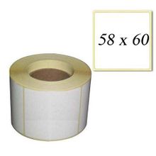 Термотрансферные этикетки, полуглянцевые 58 x 60 (1 ряд, 450 шт, втулка 40)