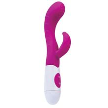 A-toys Ярко-розовый вибратор Nessy с клиторальным стимулятором - 20 см. (ярко-розовый)