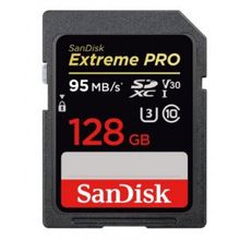Флеш карта SD 128GB SanDisk SDXC Class 10 UHS-I Extreme Pro, 95 MB s