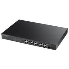Интеллектуальный high power poe-коммутатор gigabit ethernet с 24 разъемами rj-45 и 2 sfp-слотами) zyxel (zyxel gs1900-24hp  gs1900-24hp-eu0101f