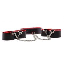 Чёрно-красный двусторонний комплект для бандажа Reversible Collar   Wrist   Ankle Cuffs черный с красным