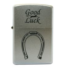 Зажигалка серебристая матовая Zippo Horse Shoe с покрытием Satin Chrome