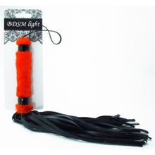 Нежная плеть с красным мехом BDSM Light - 43 см. красный с черным