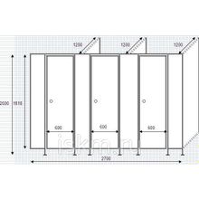 Перегородки для школьного туалета на 3 кабины