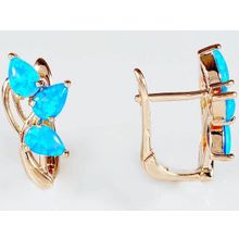 Серьги с синим опалом "Трехлистник"