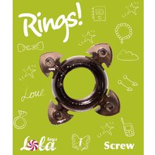 Lola toys Чёрное эрекционное кольцо Rings Screw (черный)