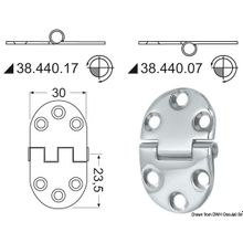 Osculati Hinge w reversed pin 2mm 47x30 mm, 38.440.07