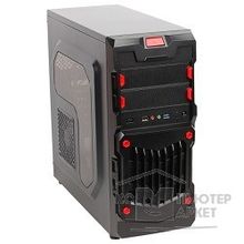 3Cott 1818 ATX w o PSU, окно USB 3.0 с доп.коннектором USB 2.0 , 2х 12см LED новые красные вент-ры, Black