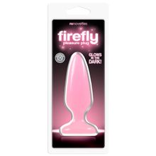 Розовая, светящаяся в темноте анальная пробка Firefly Pleasure Plug Medium Pink - 12,7 см. Розовый