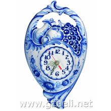 Часы настенные "Корзинка". Гжельский фарфор. арт. 0375