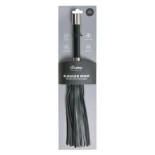 Черная плеть Easytoys Flogger With Metal Grip - 38 см. (187943)