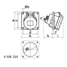 Bals Панельная розетка с наклоном Bals 12768 400 В 32 А 5 полюсов IP44 Quick-Connect серо-красная