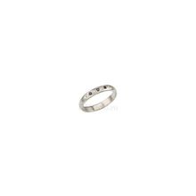 Золотое кольцо  обручальное с бриллиантами прозрачными и черными гладкое  из белого золота Домино арт. 36Д