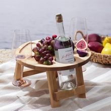 Столик-поднос для вина Adelica, с менажницей и складными ножками, на 2 персоны, d=32×1,8 см, берёза
