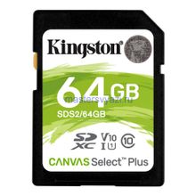 Карта памяти SDXC 64Gb Kingston, Canvas Select Plus, Class10, UHS-I U1 100Mb s