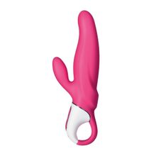 Satisfyer Ярко-розовый вибратор  Satisfyer Vibes Mr. Rabbit с клиторальным отростком - 22,1 см.